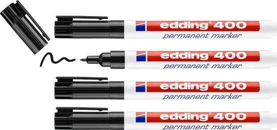 Edding 400 permanent marker set of 4 - round nib 1 mm - Black