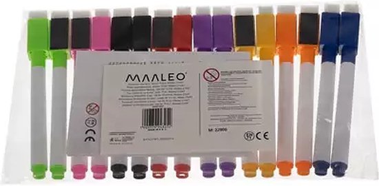 Maaleo whiteboard markers set of 16 - 8 colors