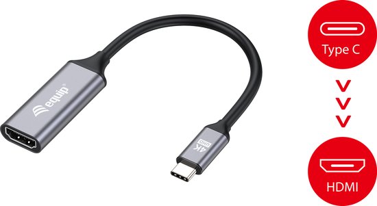 Equip 133491 video adapter - USB-C naar HDMI - 0,15m - Zwart