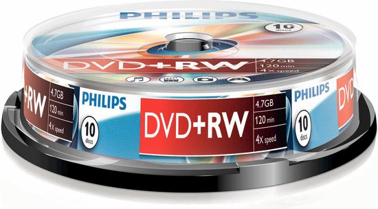 Philips DVD+RW - 4.7 GB - 4x speed - 10-pack spindle
