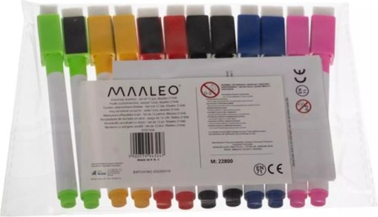 Maaleo droogwisbare markers - levendige kleuren - whiteboards