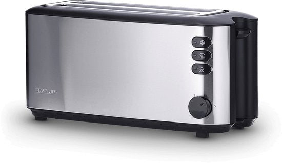 Severin AT 2509 broodrooster - lange sleuf 4 sneetjes 1400W - RVS