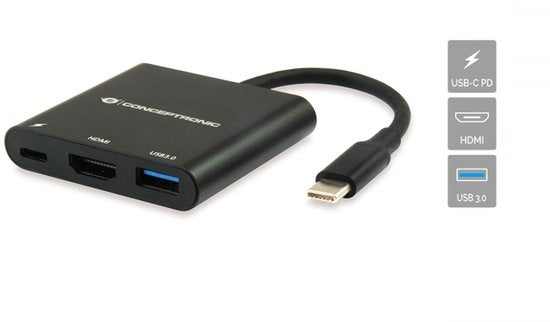 Conceptronic DONN01B laptop dock - USB 3,2 Gen 1 Type-C - Zwart