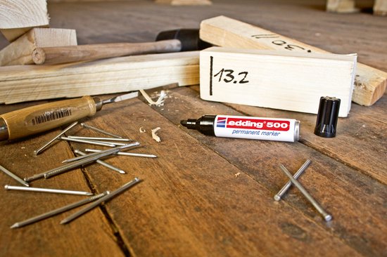 Edding 500 permanent marker set of 3 - chisel tip 2-7 mm - water and smudge proof - Black