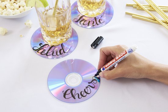 Edding 8400 CD/DVD marker set van 4 - ronde punt 0,5-1 mm - zwart, rood, blauw, groen