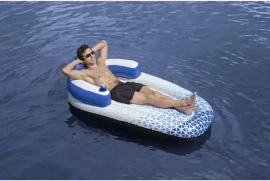 Hydro Force drijvend loungebed - 191×107 cm - zwembad luchtbed - Blauw/wit