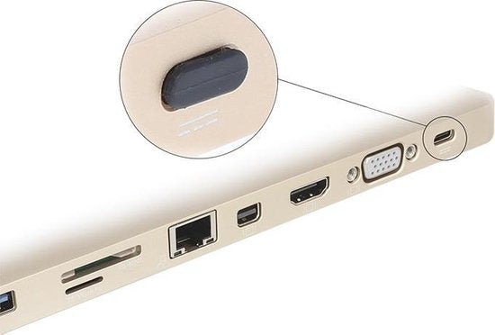 USB-C poortbeschermer - afsluitcover zonder greep - zwart - 10 stuks