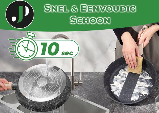 Just Perfecto pannenset 21-delig - inductie gas PFAS vrij koudgrepen - Zwart