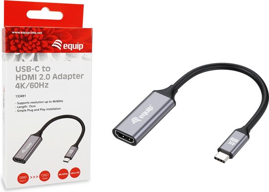 Equip 133491 video adapter - USB-C to HDMI - 0.15m - Black