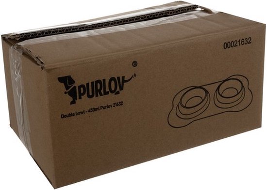 Purlov Pet Food Bowl - Double Stainless Steel & Silicone - 2x 450 ml