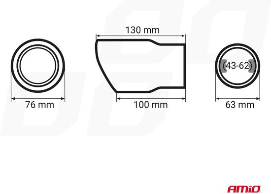 Uitlaat sierstuk - MT 017B - RVS - Zwart