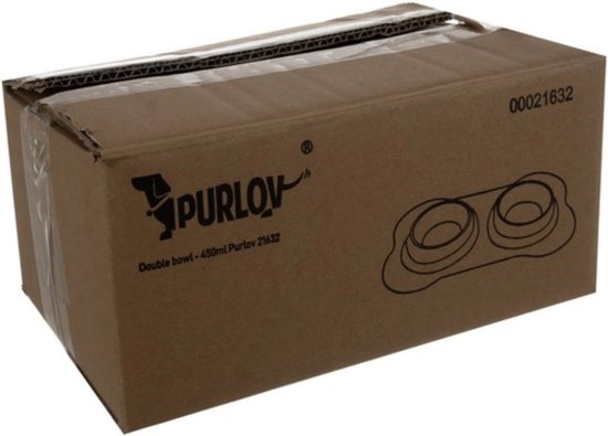 Purlov Pet Food Bowl - Double Stainless Steel & Silicone - 2x 450 ml