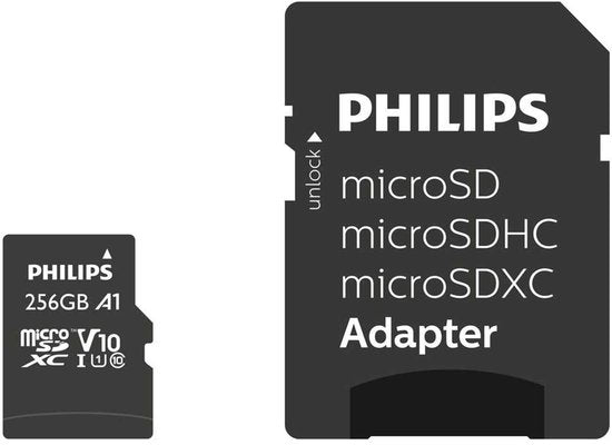 Philips micro SDXC memory card - 256 GB class 10 UHS-I U1 - including adapter