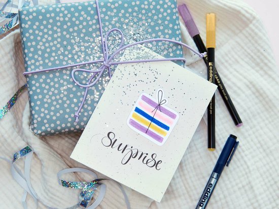 Edding 1340 glitter brush pens set of 10 - brush tip 1-6 mm - Assorted colors