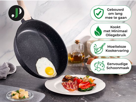 Just Perfecto pannenset 21-delig - inductie gas PFAS vrij koudgrepen - Zwart