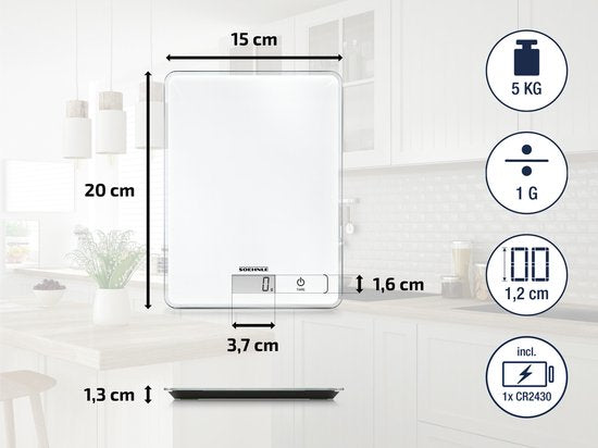 Soehnle Compact 300 keukenweegschaal - digitaal tot 5 kg - Wit