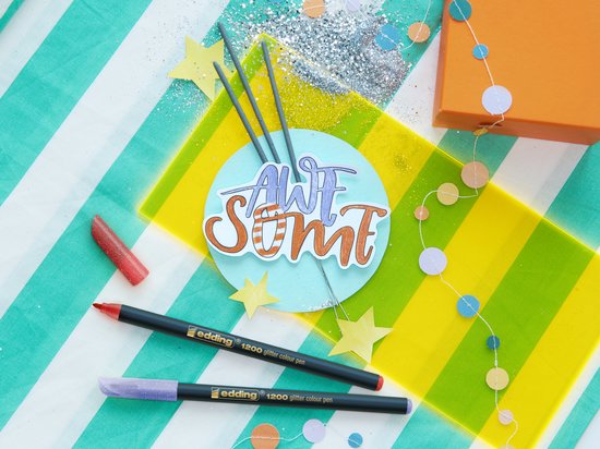 Edding 1340 glitter brush pens set of 10 - brush tip 1-6 mm - Assorted colors