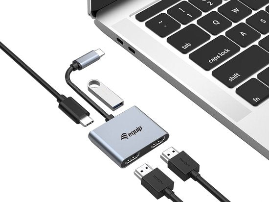 Equip 133484 USB hub - USB 3.2 Type-C - 5000 Mbit/s - Zilver