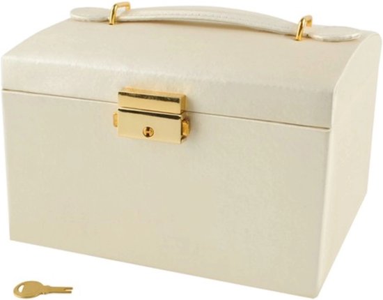 Beautylushh Jewelry Box - secure storage - Beige