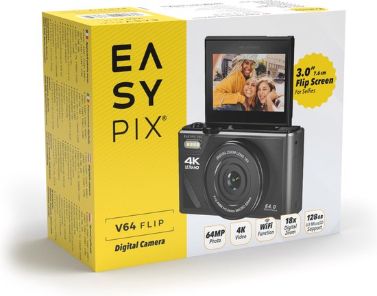 Easypix V64 Flip Compact Camera - Flip Screen - Black