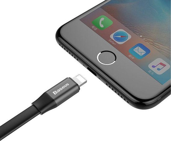 Baseus Korte Platte USB-C Kabel 23cm Zwart – USB-A naar USB-C – Oplaad- en Data Kabel 2A – Anti-Knoop - Compact - Ideaal voor Powerbanks - Zwart
