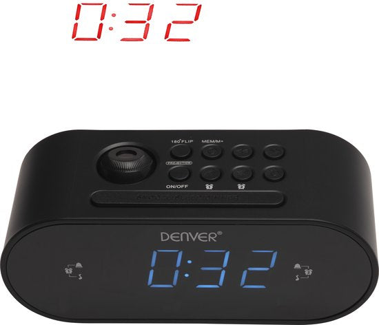 Denver CRP717 wekkerradio - FM projectie 180° dubbele wektijd - Zwart