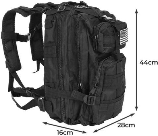 Trizand militaire rugzak - toerisme 26 liter - klein - Zwart