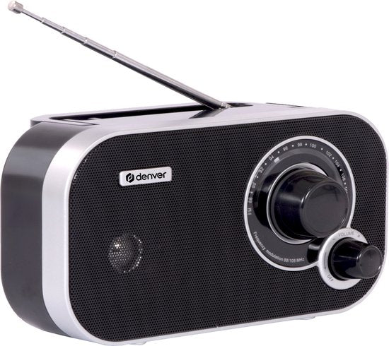 Denver TR51 FM radio - retro draagbaar batterij/netstroom - Zwart
