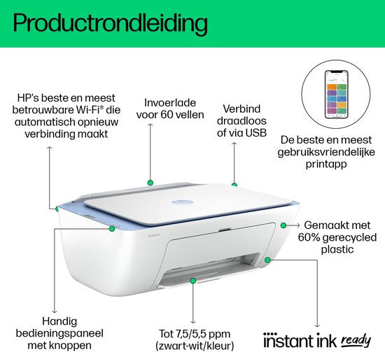 HP DeskJet 2822e all-in-one printer - Instant Ink - Blue Breeze