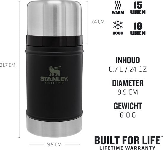 Stanley Classic voedselcontainer - 0,7 liter - 15 uur warm - lekvrij - Matte Black