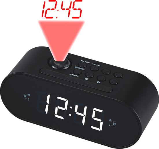 Denver CRP717 wekkerradio - FM projectie 180° dubbele wektijd - Zwart