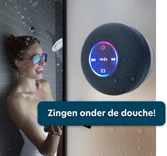 Bluetooth luidspreker - waterdicht douche LED zuignap - zwart
