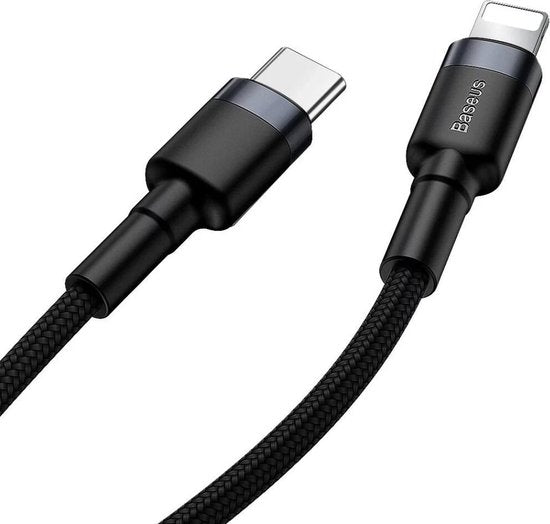 Baseus Cafule Cable - USB-C to Lightning PD 20W 1 meter - Grey/Black