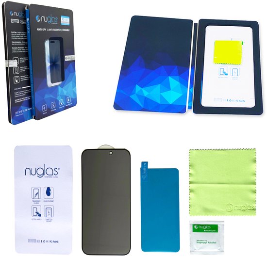NuGlas iPhone 15 Pro Max screenprotector - 5D privacy glas