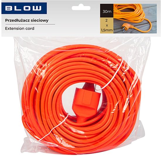Blow Garden Extension Cable - 30 meters 2×1.5 mm² H05VV-F2 IP44 - Orange