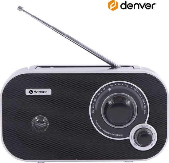 Denver TR51 FM Radio - Retro Portable Battery/Mains Powered - Black