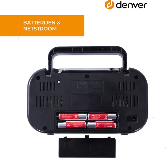 Denver TR51 FM radio - retro noodradio - batterij en netstroom - Grijs