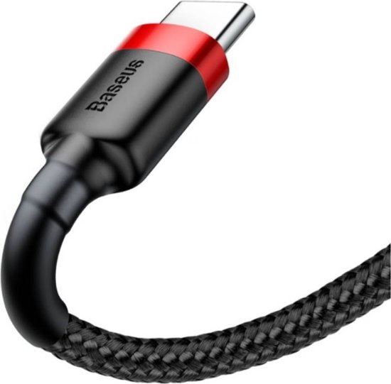 Baseus Gewoven USB-C Fast Charge Kabel 1 Meter Zwart Rood