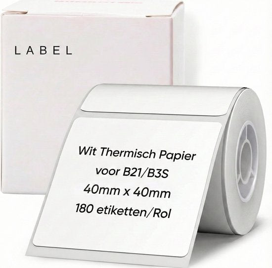Niimbot labelprinterrol - B21/B1/B31/B4 - 40×40 mm - 180 labels - Wit