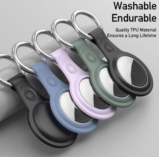 Dux Ducis Apple AirTag sleutelhanger set van 4 - Zwart/Roze/Blauw/Groen