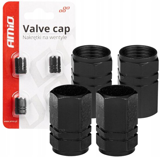 Amio valve caps set - universal aluminum - Black