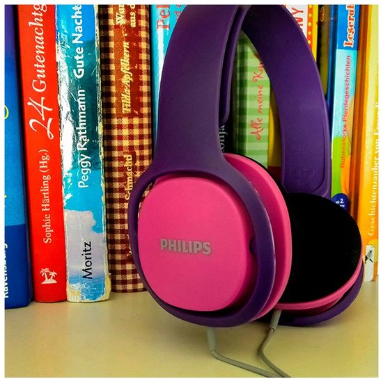 Philips SHK2000 Kids' Headphones - On-Ear Volume Limiting - Pink/Purple