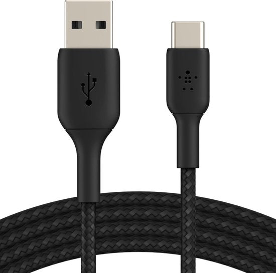 Belkin Braided Cable - USB-C to USB 2 Meter - Black