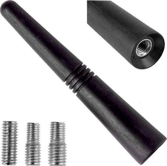 Amio auto antenne - FM/AM mini universeel - zwart 9 cm - met adapters