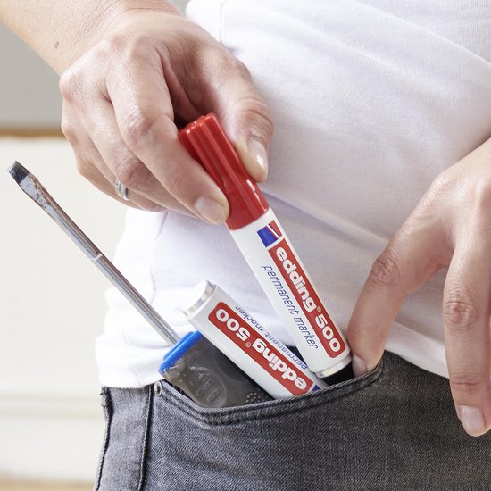 Edding 500 permanent marker set of 3 - chisel tip 2-7 mm - water and smudge proof - Black