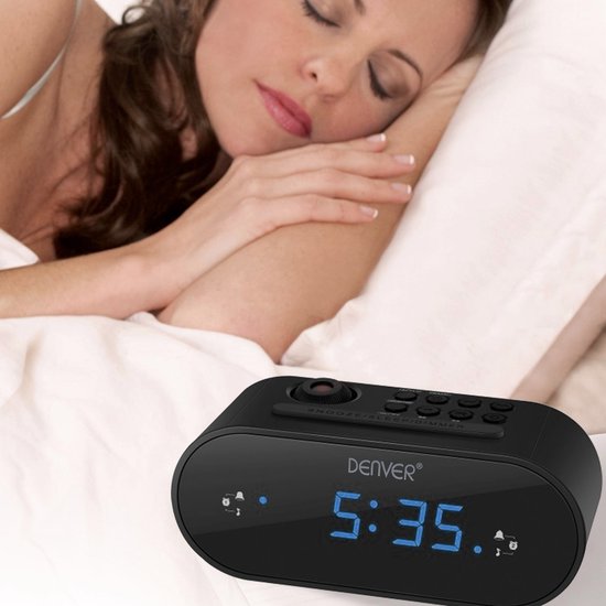 Denver CRP717 wekkerradio - FM projectie 180° dubbele wektijd - Zwart