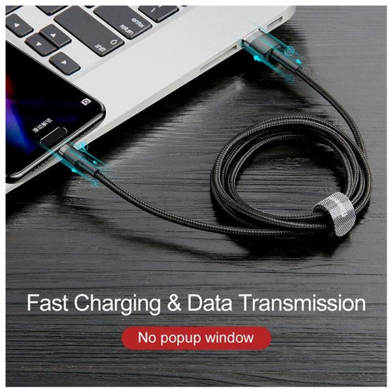 Baseus USB-C cable - braided 2 meter 2A - Black/Grey