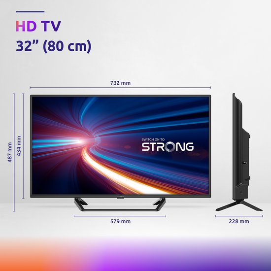 Strong SRT32HF2003C TV - HDTV 32" 80 cm - drievoudige tuners - 2 HDMI 1 USB - Zwart