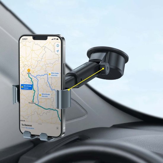 Baseus telefoonhouder - dashboard en voorruit verstelbaar - zuignap - Zwart