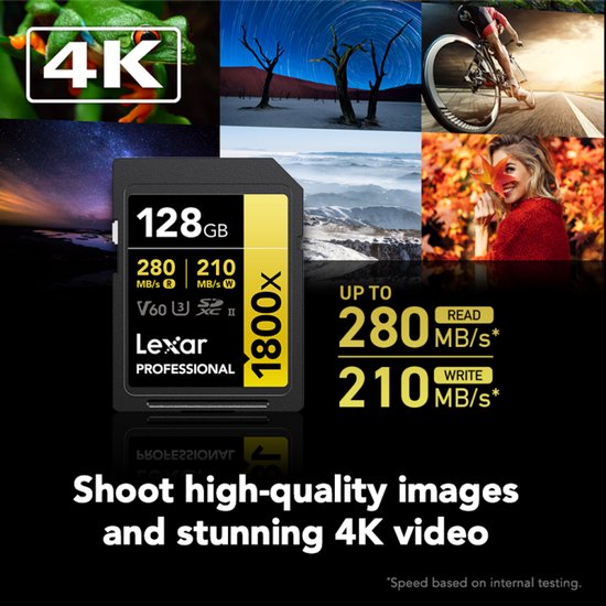 Lexar SD Pro Gold Series Memory Card 2-Pack - UHS-II 128 GB - V60 - 270 MB/s